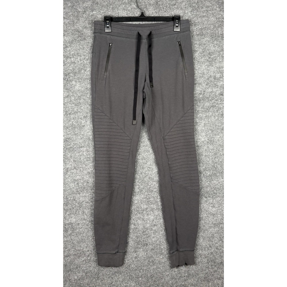 ALO Yoga Pants Urban Moto Joggers Women's Medium Gray Zipper Pockets Drawstring